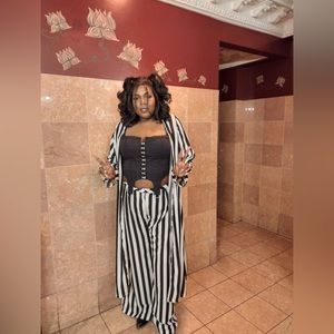 Pant Suit Set with Duster and Corset